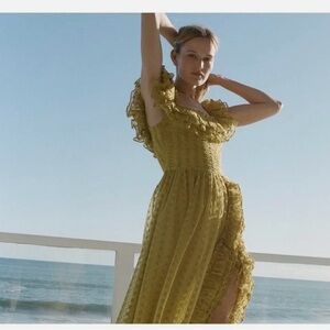 Doen Asymmetrical Dress in Olive Green